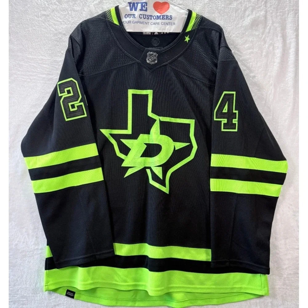 Adidas Dallas Stars Roope Hintz #24 Blackout Neon Green NHL Jersey Size 60 3XL
